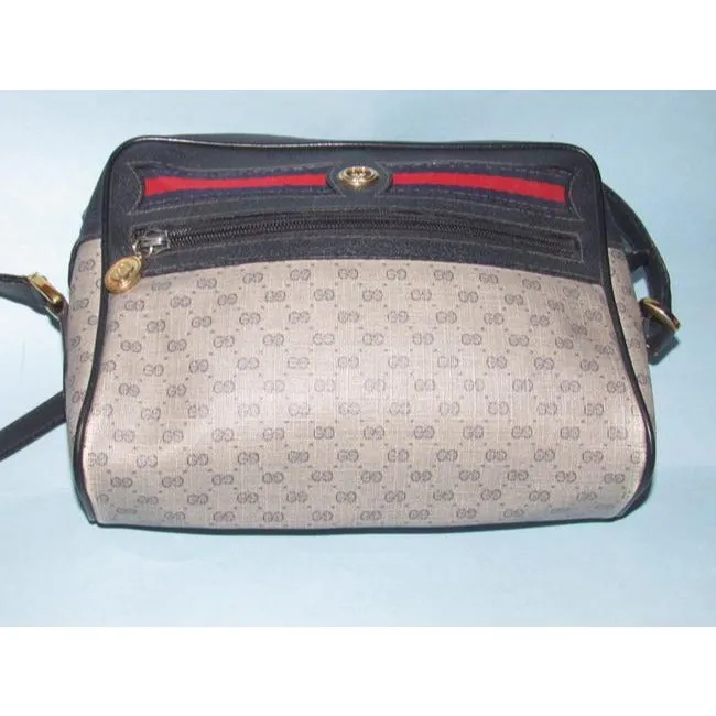 Gucci Crossbody W Micro Guccissima Canvasleather Shouldercrossbody Navy G Printredblue Stripe Coated