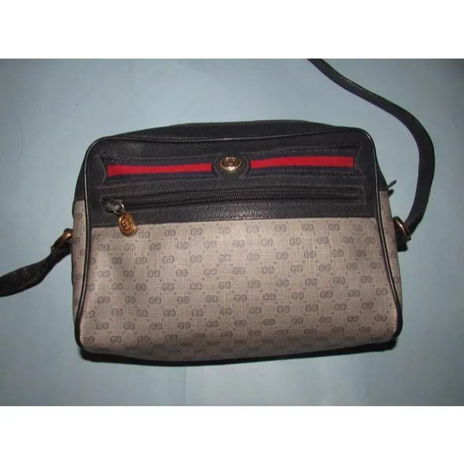 Gucci Crossbody W Micro Guccissima Canvasleather Shouldercrossbody Navy G Printredblue Stripe Coated