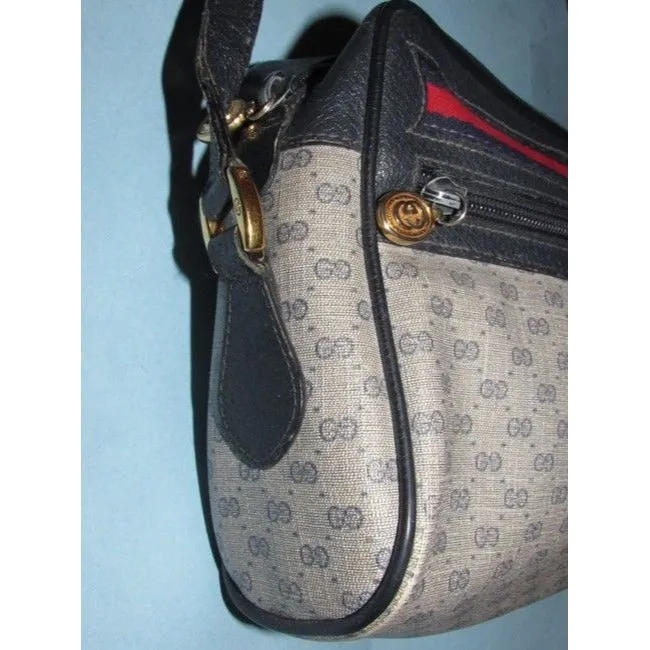 Gucci Crossbody W Micro Guccissima Canvasleather Shouldercrossbody Navy G Printredblue Stripe Coated