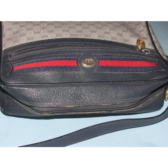 Gucci Crossbody W Micro Guccissima Canvasleather Shouldercrossbody Navy G Printredblue Stripe Coated