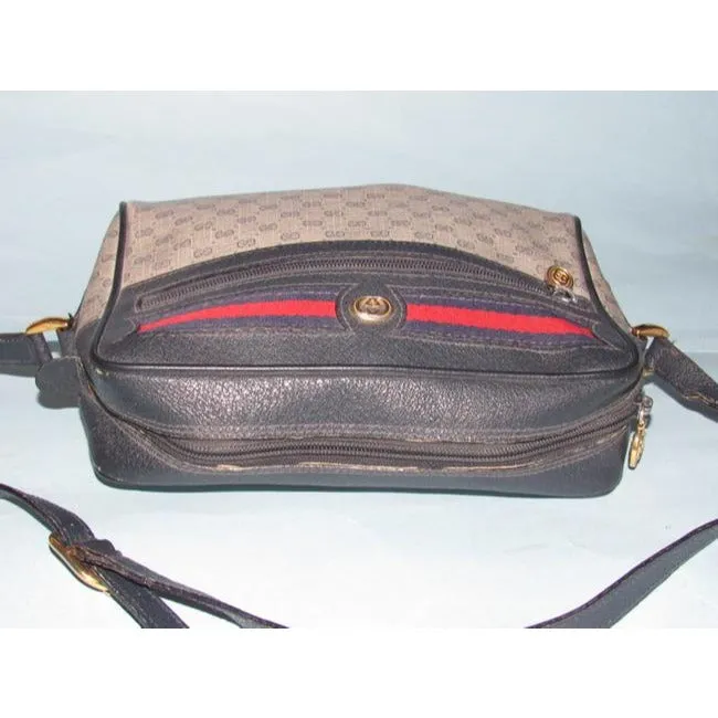 Gucci Crossbody W Micro Guccissima Canvasleather Shouldercrossbody Navy G Printredblue Stripe Coated