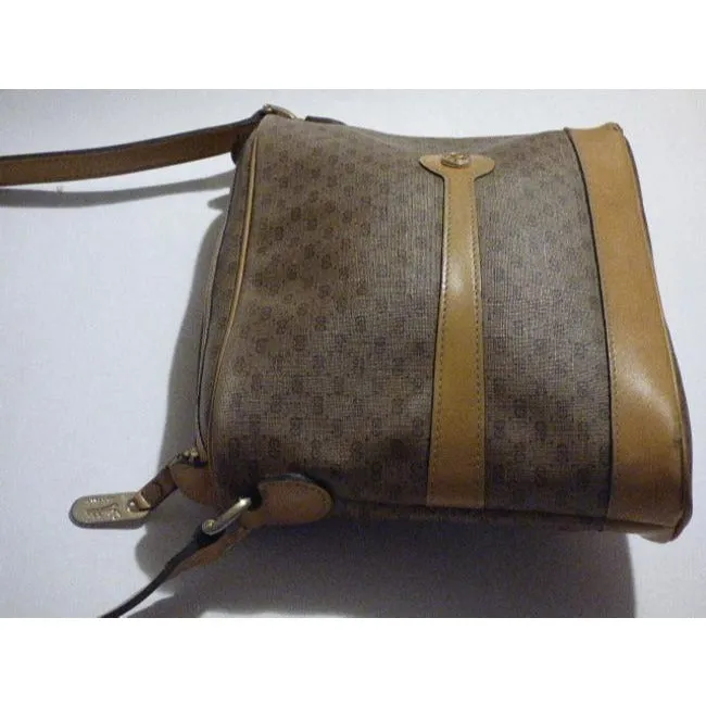 Gucci Vintage Purses Shades Of Brown Leather Coated Canvas Crossbody Bag