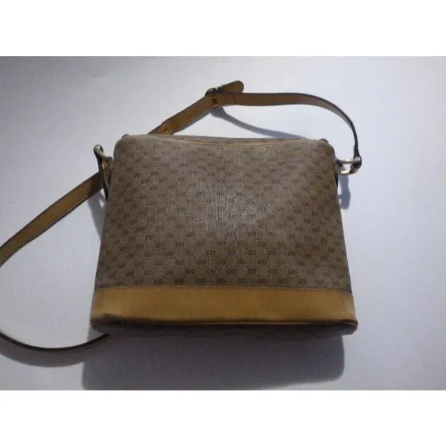 Gucci Vintage Purses Shades Of Brown Leather Coated Canvas Crossbody Bag