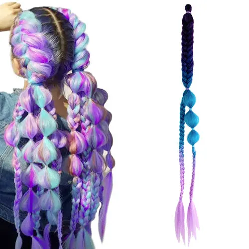 Hair Plaits (Braiding) - Blonde & Blue Ombre Braid