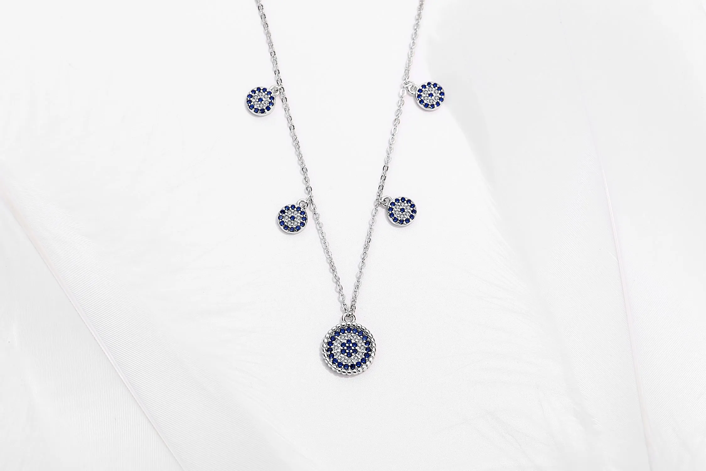 IVY EVIL EYE CHARM SILVER NECKLACE