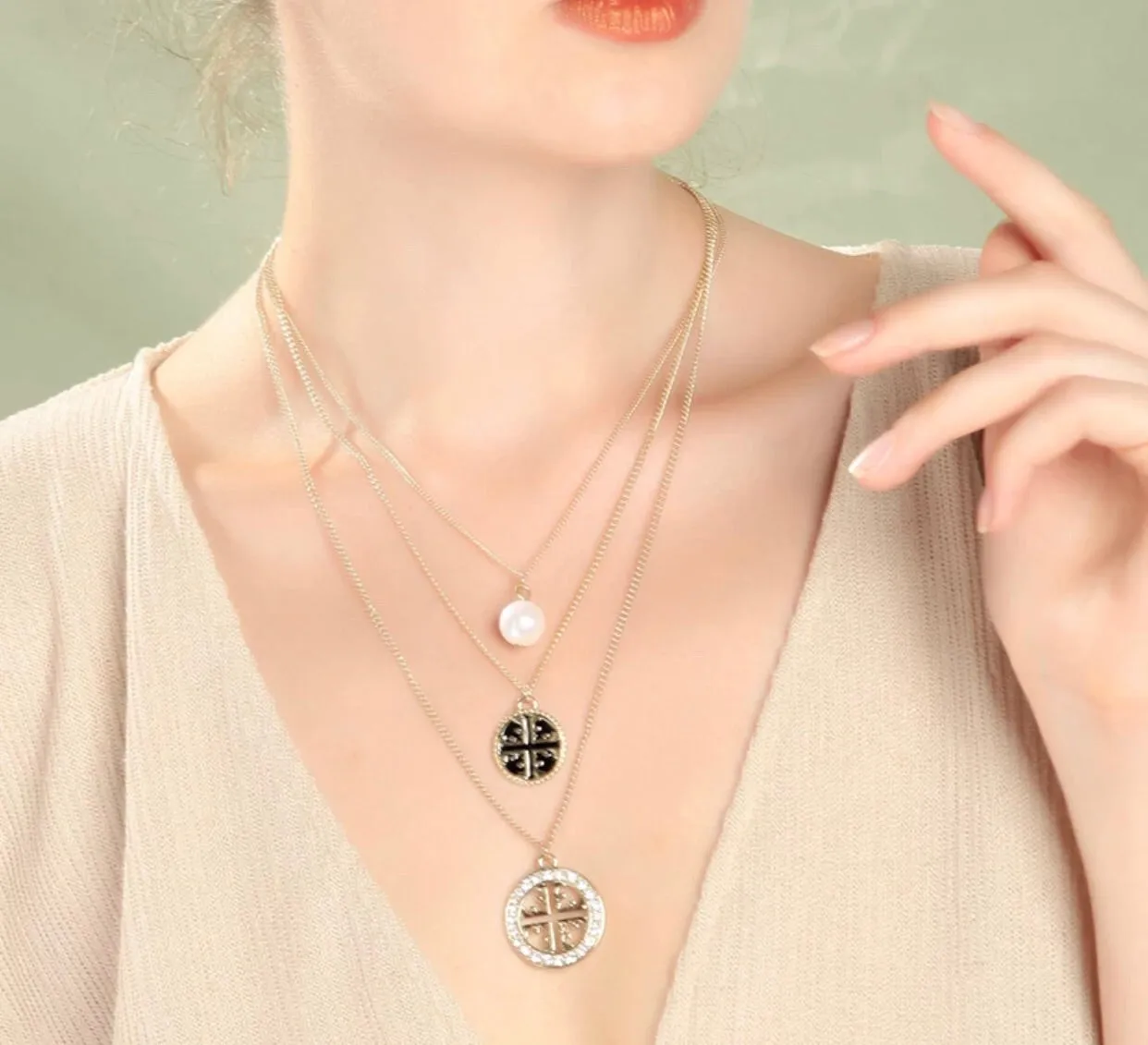 Necklaces - Multi-Layered Charm Necklace