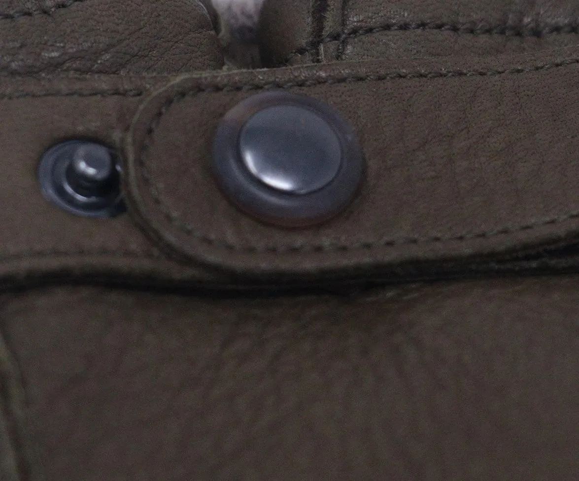 Olive Green Leather & Cashmere Gloves