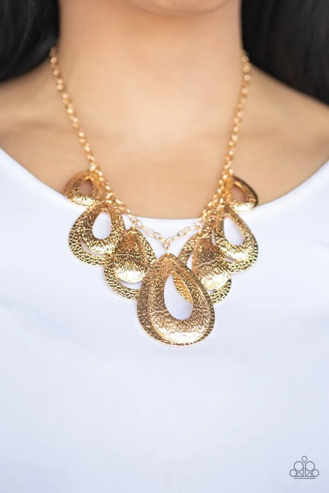 Paparazzi Necklace ~ Teardrop Tempest - Gold