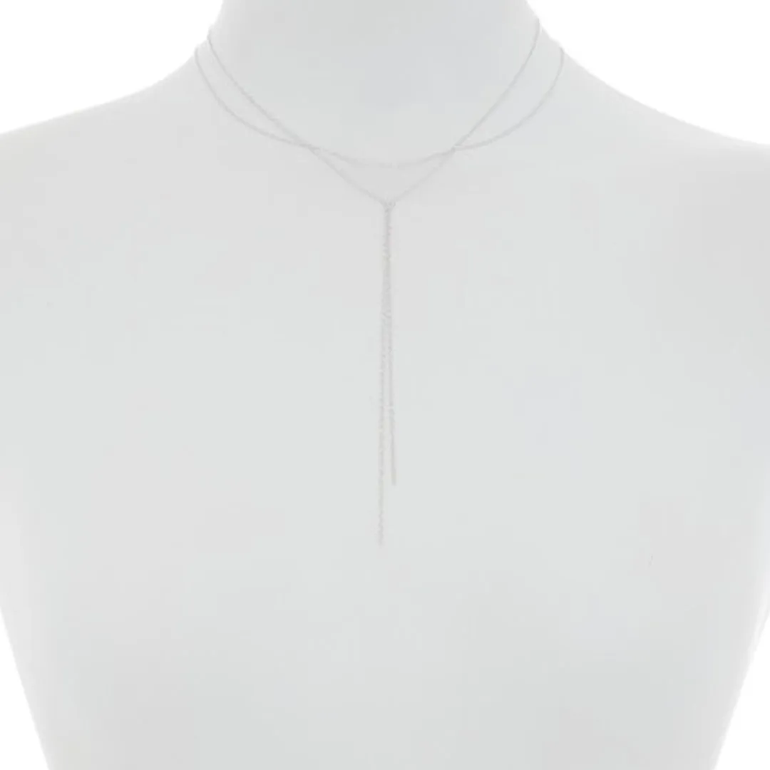 Rhodium Plated Layered Y-Necklace