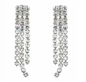 Silver Diamante Chain Drop Earrings