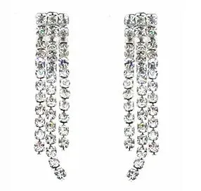 Silver Diamante Chain Drop Earrings