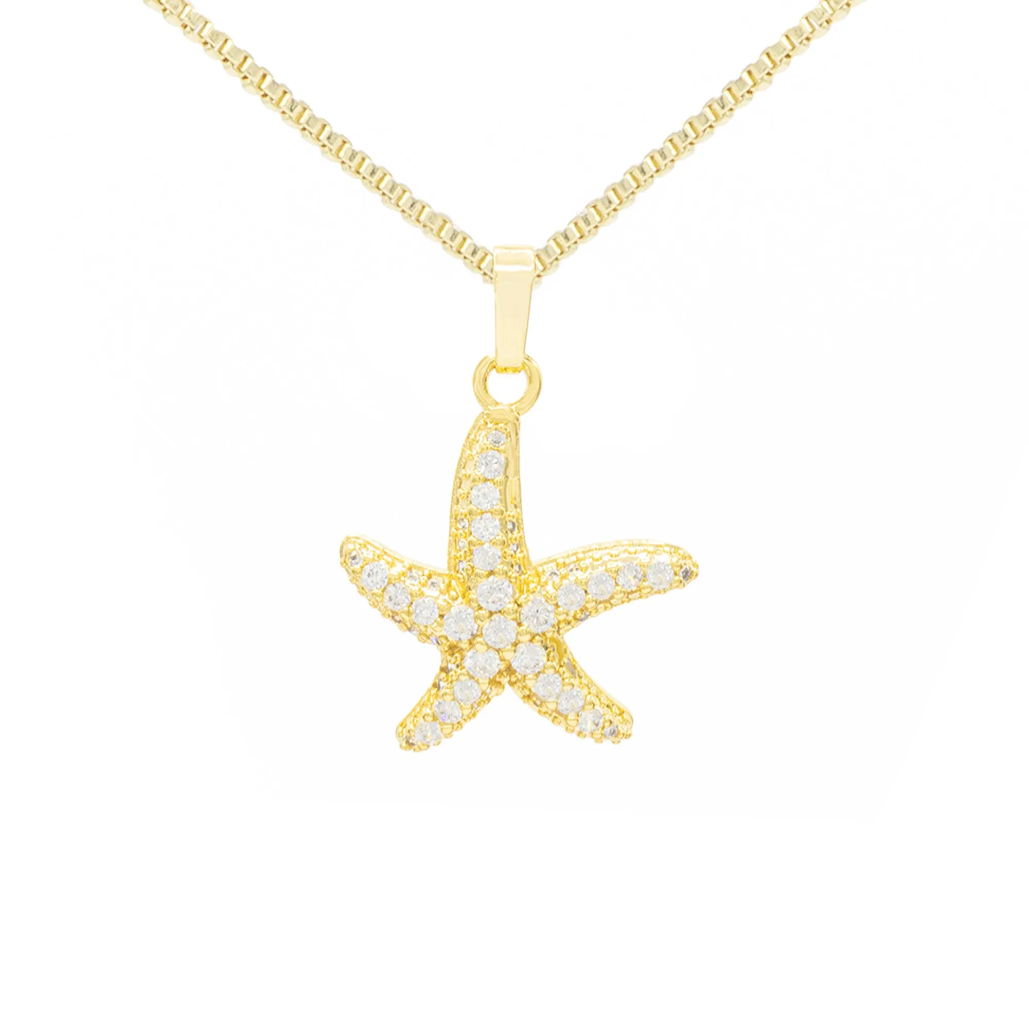 Starfish 1 Cubic Zirconia Pendant With 14K Gold Filled Necklace Set