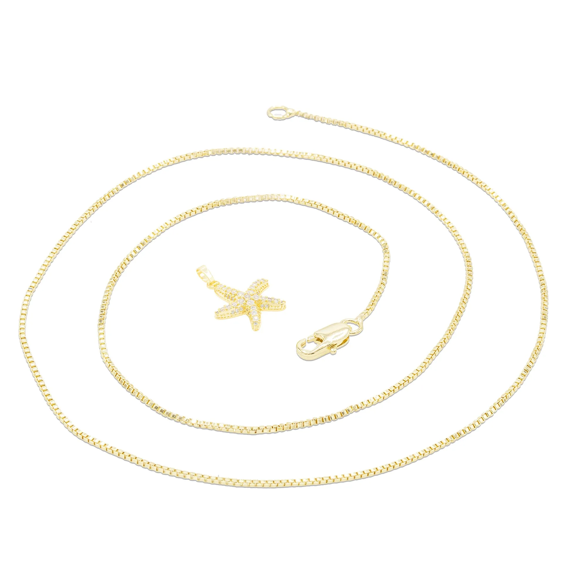 Starfish 1 Cubic Zirconia Pendant With 14K Gold Filled Necklace Set