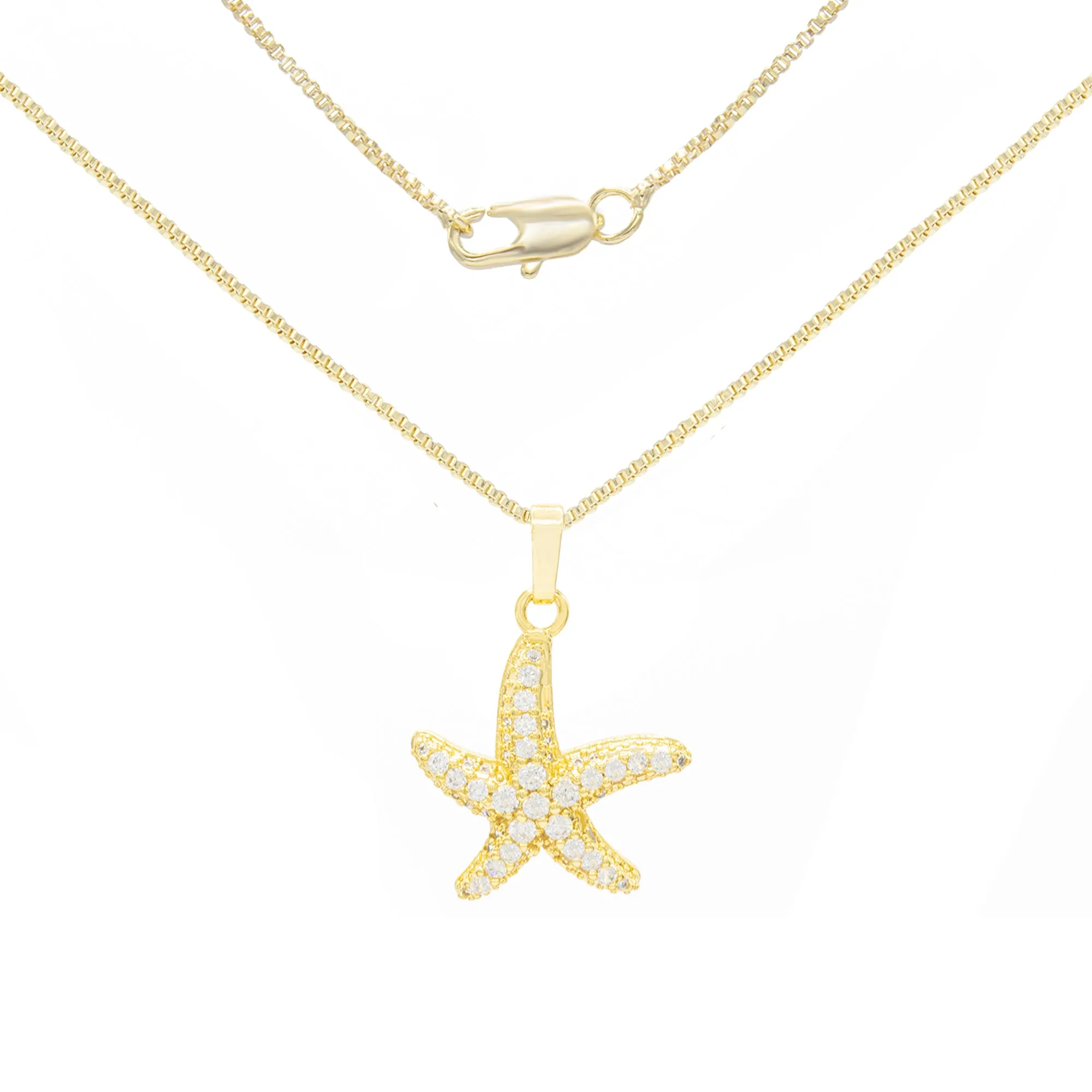 Starfish 1 Cubic Zirconia Pendant With 14K Gold Filled Necklace Set
