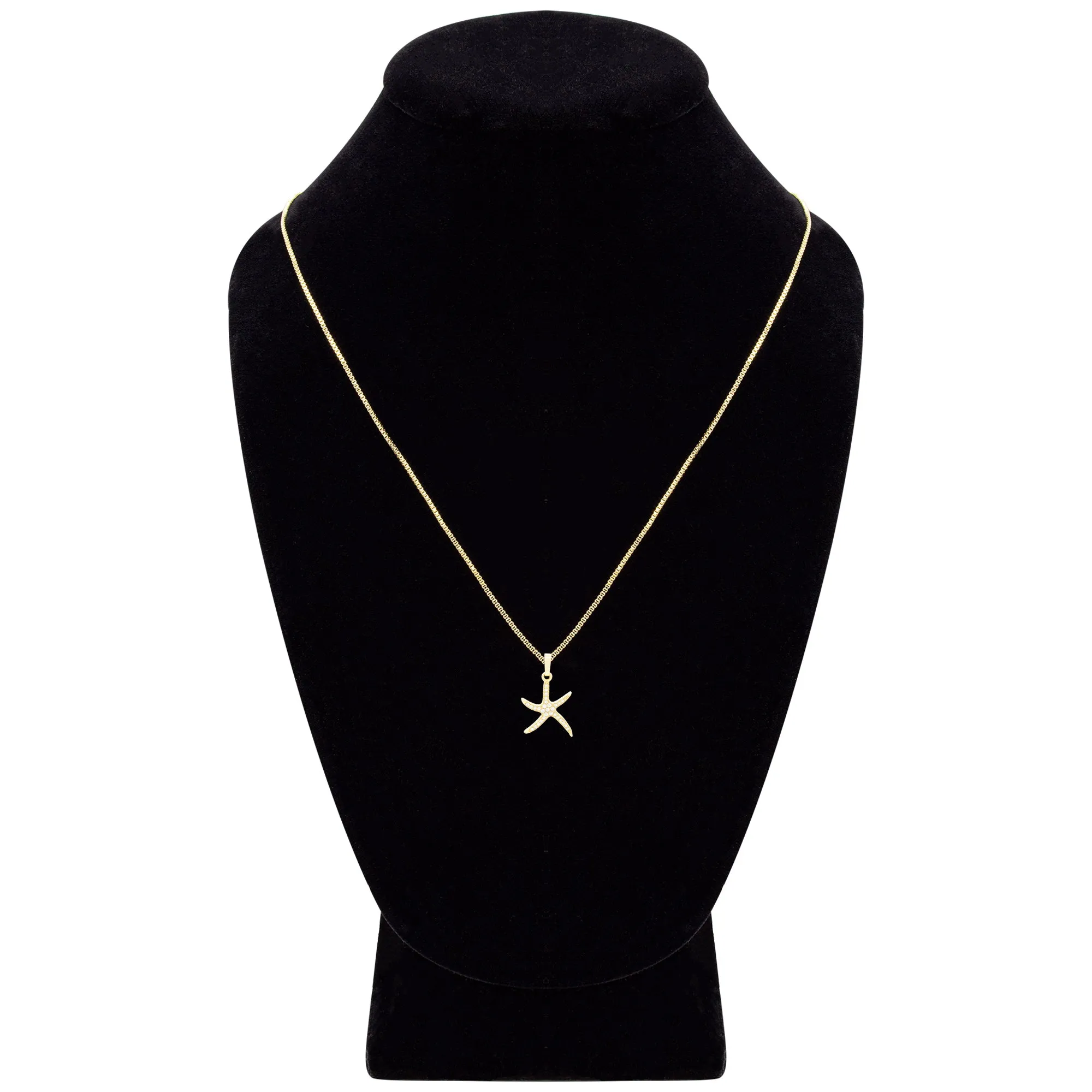 Starfish 2 Cubic Zirconia Pendant With 14K Gold Filled Necklace Set