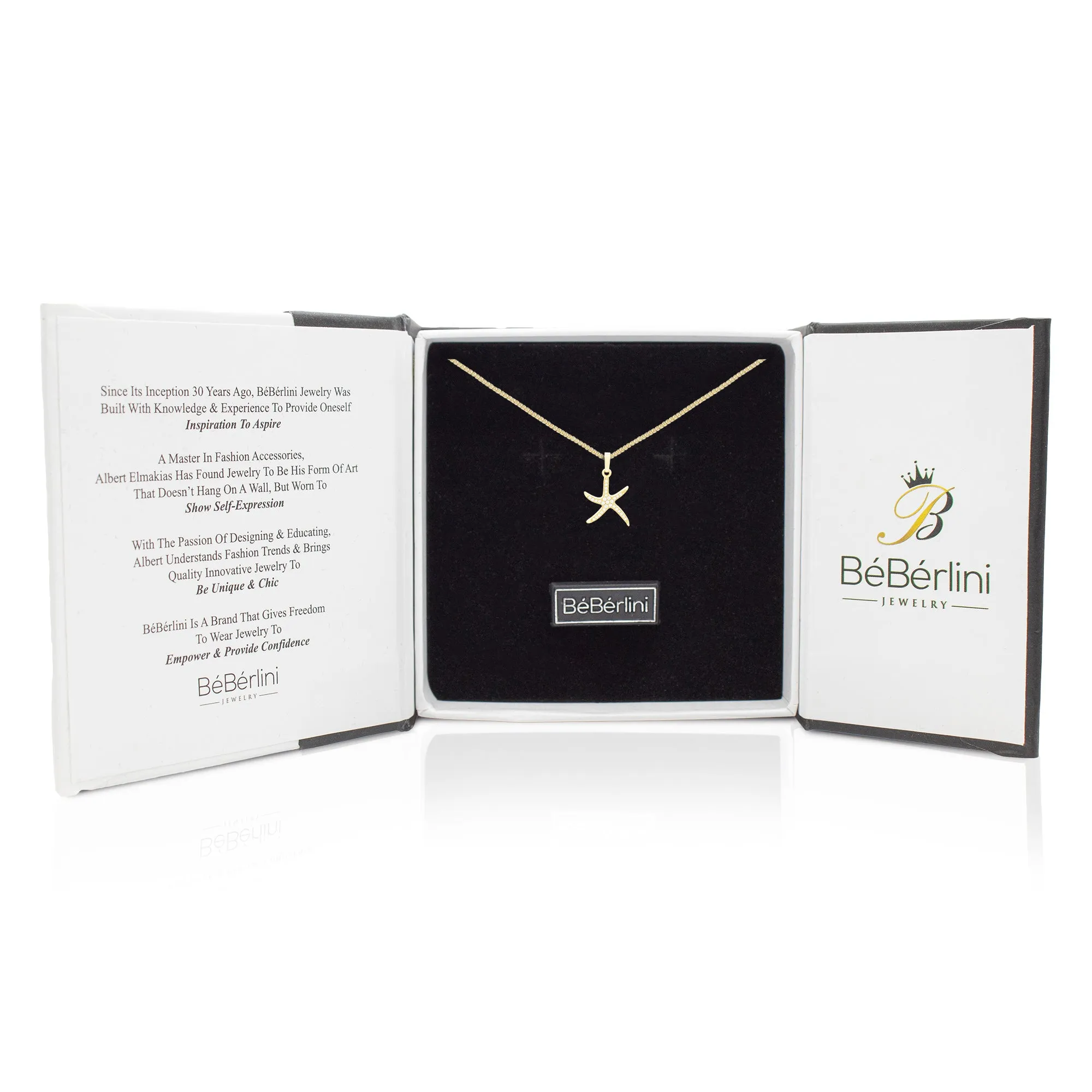 Starfish 2 Cubic Zirconia Pendant With 14K Gold Filled Necklace Set