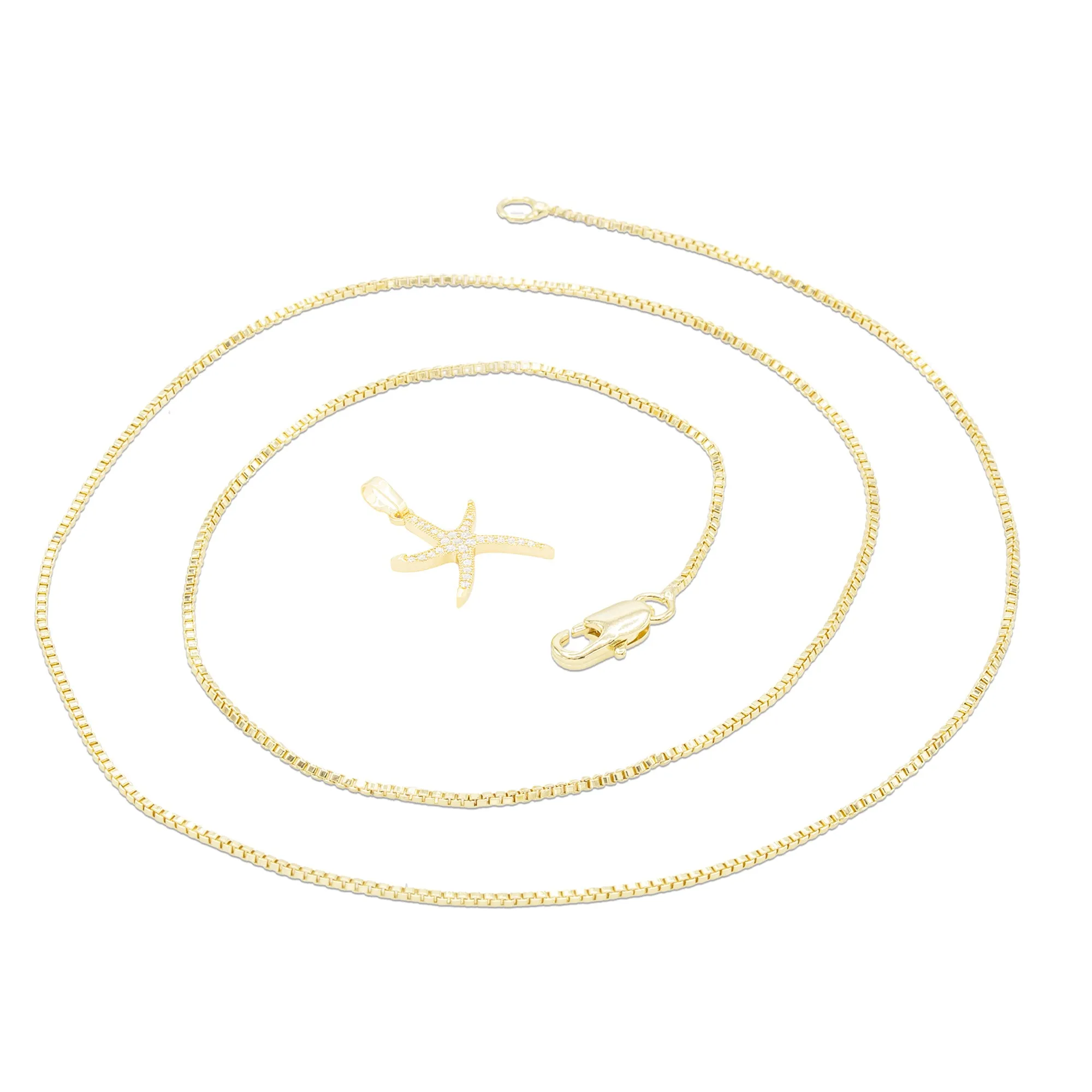 Starfish 2 Cubic Zirconia Pendant With 14K Gold Filled Necklace Set