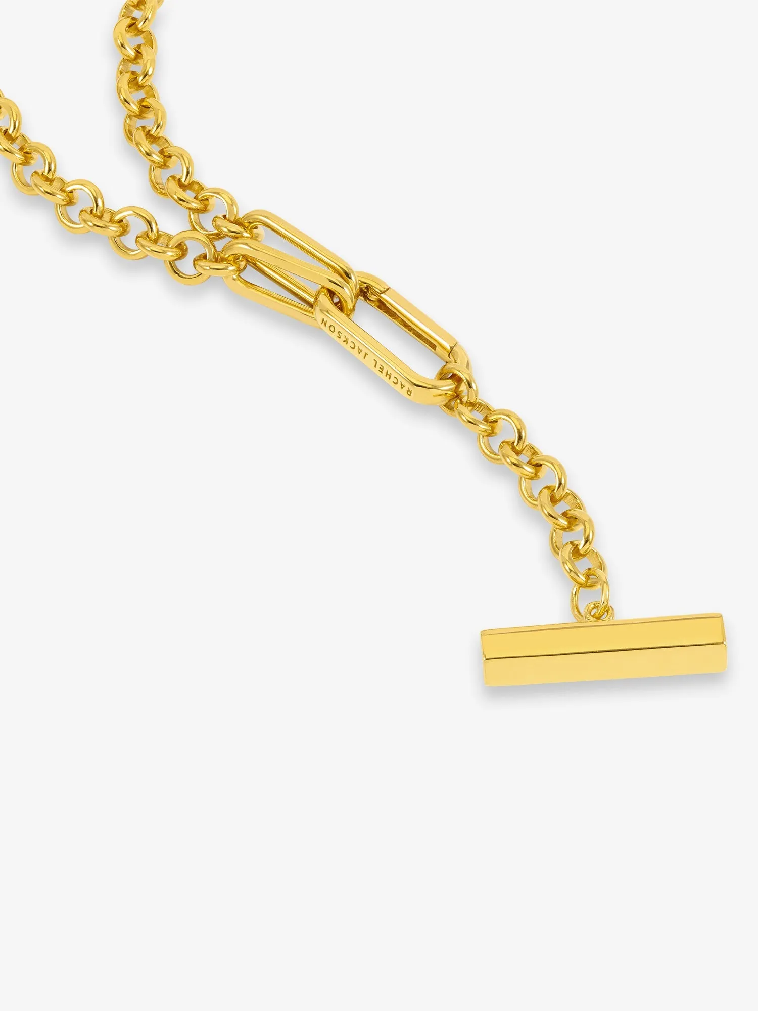 Statement Hardware T-Bar Necklace - Gold - GDN13GP