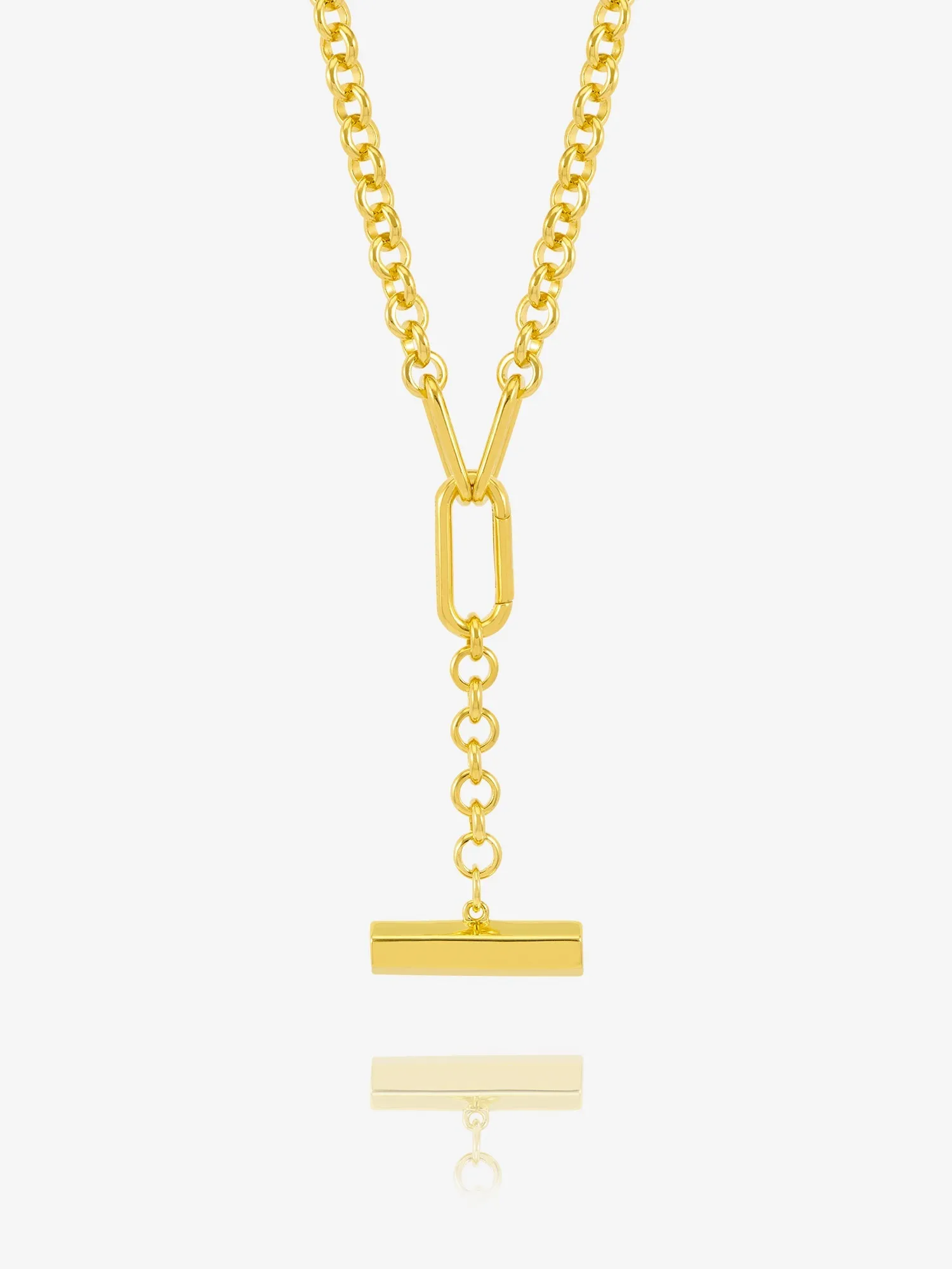 Statement Hardware T-Bar Necklace - Gold - GDN13GP