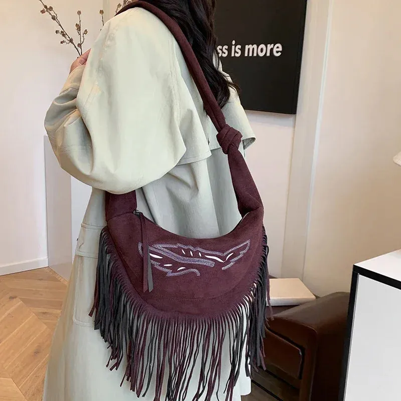 UAKISS  -   Big Tassels Shoulder Bags for Women 2024 Female Trend New Y2K Korean Fashion Crossbody Bag Lady Handbags and Purses