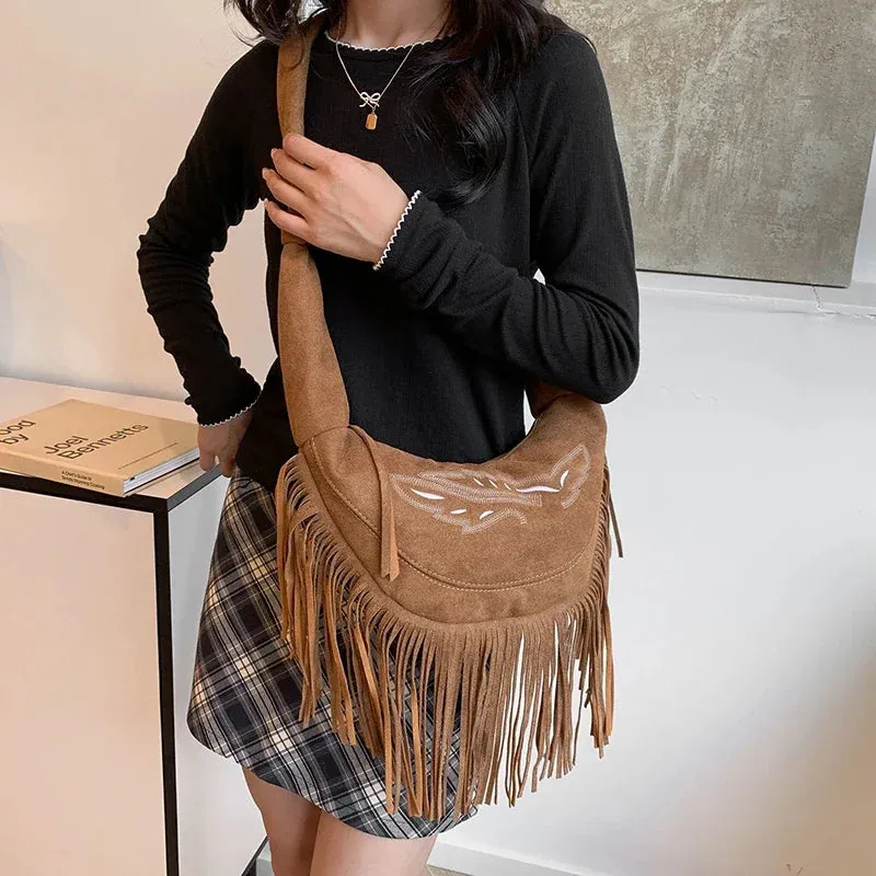 UAKISS  -   Big Tassels Shoulder Bags for Women 2024 Female Trend New Y2K Korean Fashion Crossbody Bag Lady Handbags and Purses