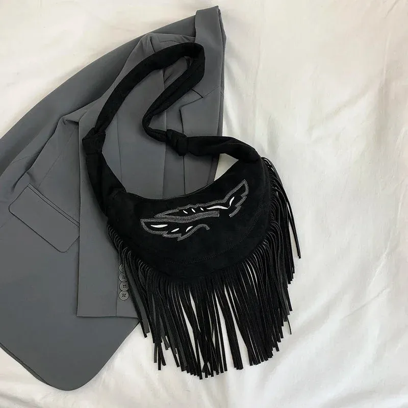 UAKISS  -   Big Tassels Shoulder Bags for Women 2024 Female Trend New Y2K Korean Fashion Crossbody Bag Lady Handbags and Purses