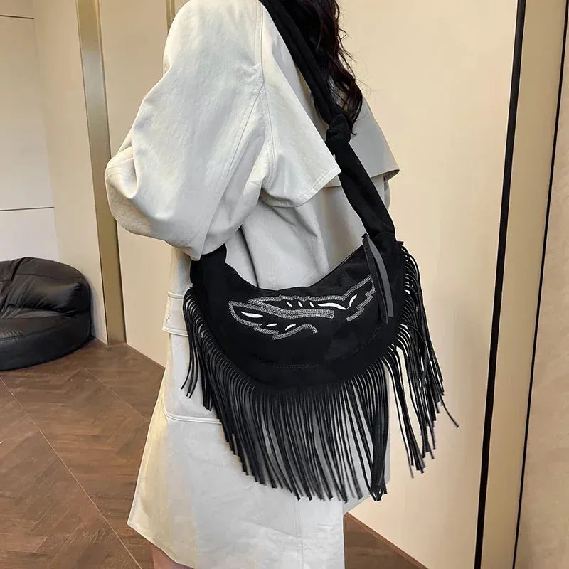 UAKISS  -   Big Tassels Shoulder Bags for Women 2024 Female Trend New Y2K Korean Fashion Crossbody Bag Lady Handbags and Purses